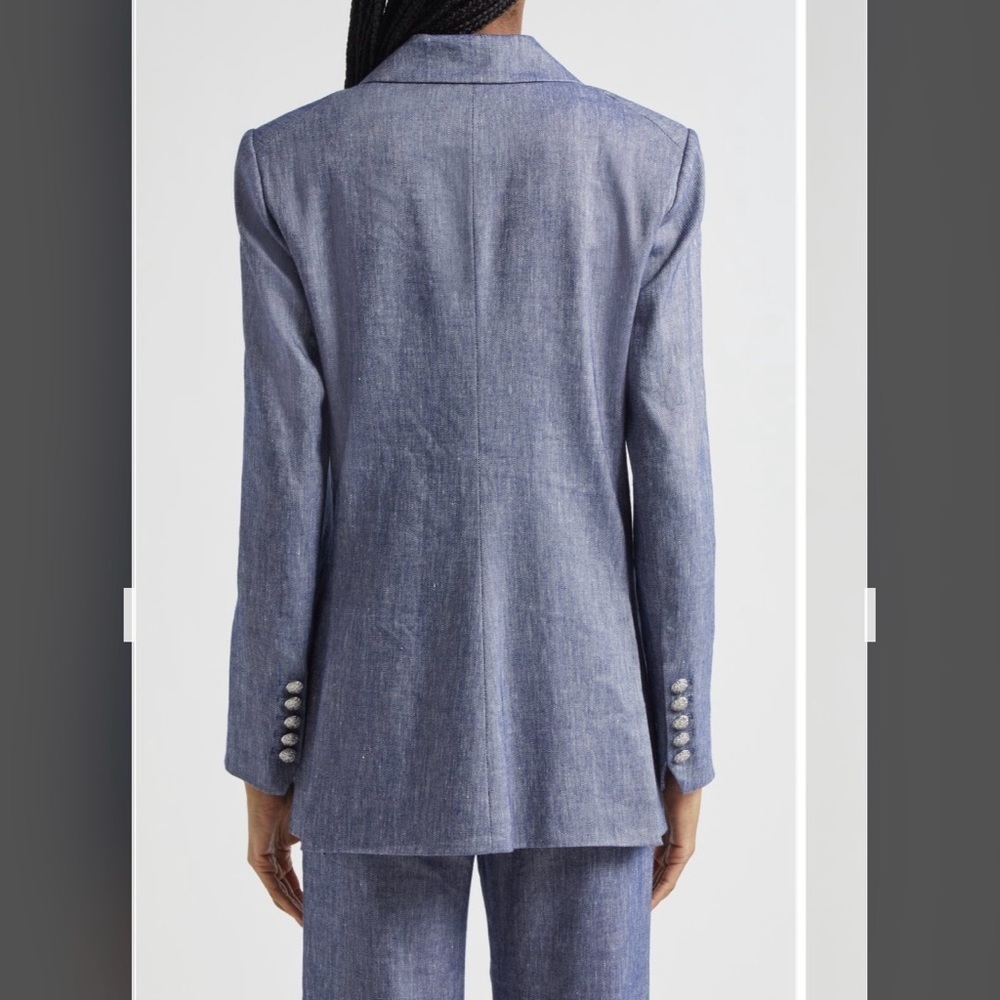 Veronica Beard Dale Linen Blend Dickey Jacket in Blue Melange Size 12 - Picture 3 of 15